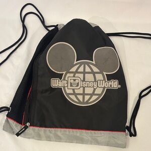Disney Black and Gray Drawstring Backpack